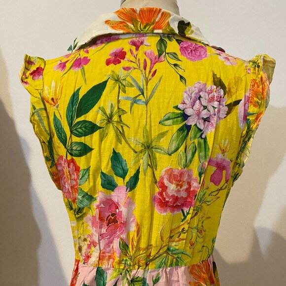 Floral flower collared button up ruffle sleeve Maxi Tea party dress - Picture 7 of 9